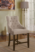 Counter Height Chair (Set-2), Cream Fabric & Walnut