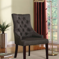 Side Chair (Set-2), Gray Fabric & Walnut