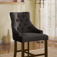 Counter Height Chair (Set-2), Gray Fabric & Walnut