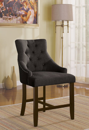 Counter Height Chair (Set-2), Gray Fabric & Walnut
