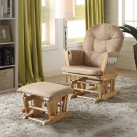 Glider Chair & Ottoman, 2 Piece Pack Brown & Natural Oak