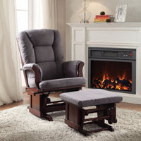 Glider Chair & Ottoman, 2 Piece Pack Gray & Brown