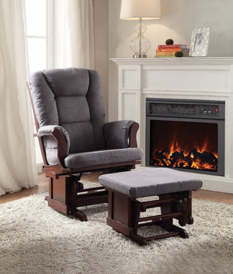 Glider Chair & Ottoman, 2 Piece Pack Gray & Brown