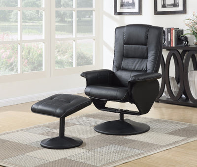 Recliner Chair & Ottoman, 2 Piece Pack, Black