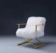 Luxurious Accent Chair, Wool & Gold Brass