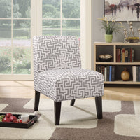 Accent Chair, Pattern Fabric, Gray & White