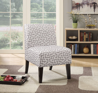 Accent Chair, Pattern Fabric, Gray & White