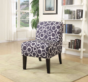 Accent Chair, Pattern Fabric, Gray and White