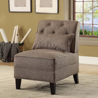 Accent Chair With Pillow, Brown Linen
