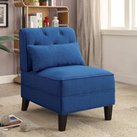 Accent Chair With Pillow, Dark Blue Linen