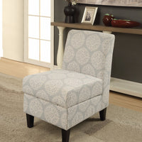 Accent Chair with Storage, Pattern Fabric, Gray