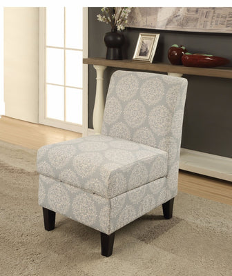 Accent Chair with Storage, Pattern Fabric, Gray