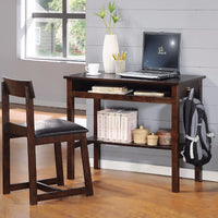 Desk & Chair, Black & Espresso, 2 Piece Pack