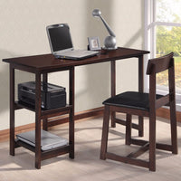 Desk & Chair, Black & Espresso, 2 Piece Pack