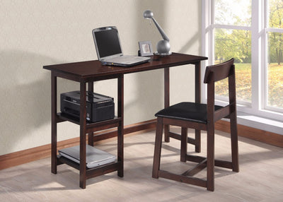 Desk & Chair, Black & Espresso, 2 Piece Pack