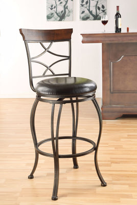 Bar Chair with Swivel, Espresso PU & Antique Bronze, Set of 2