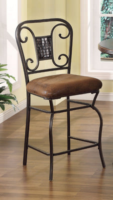 Counter Height Chair, Fabric & Antiqued Bronze, Set of 2