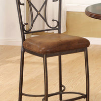 Counter Height Chair, Fabric & Antique Bronze, Set of 2