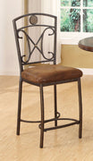 Counter Height Chair, Fabric & Antique Bronze, Set of 2