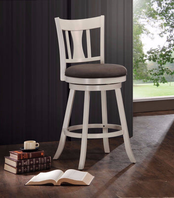 Counter Height Chair with Swivel, Fabric & White