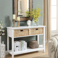 Console Table with 2 Drawers, White