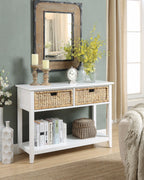 Console Table with 2 Drawers, White