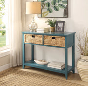Console Table with 2 Drawers, Blue