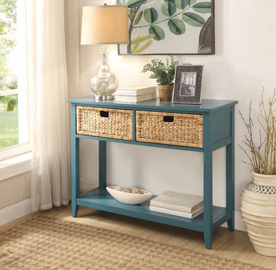 Console Table with 2 Drawers, Blue