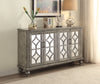 Console Table With 4 Door, Weathered Gray
