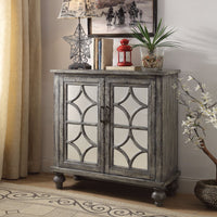 Console Table With 2 Doors, Weathered Gray