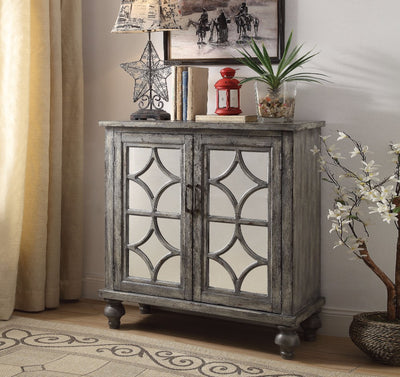 Console Table With 2 Doors, Weathered Gray