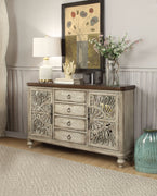 Console Table 2 Doors and 4 Drawers, Antique White