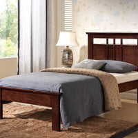 Contemporary Style Twin Bed With Wooden Panel Headboard, Brown