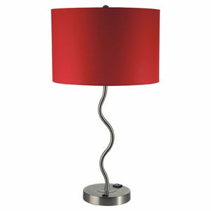 Contemporary Table Lamp With Adjustable Socket, Set Of Two, Red