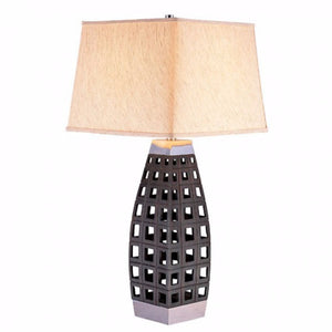 Table Lamp with Chrome Accents,Black, Chrome