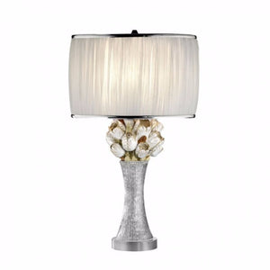 Table Lamp With Glitter Embellishments, White, Silver