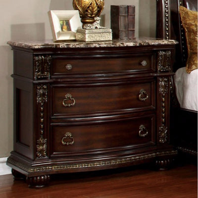 Traditional Style Night Stand, Brown Cherry