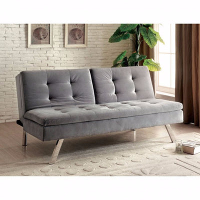 Contemporary Couch Futon, Gray Finish