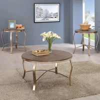 Transitional 3 Piece Table Set, Champagne