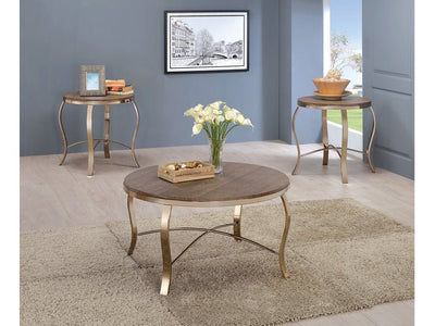 Transitional 3 Piece Table Set, Champagne
