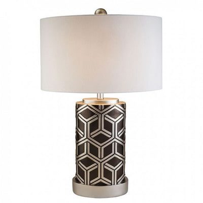 Well-designed Polyresin Table Lamp, Silver And Black
