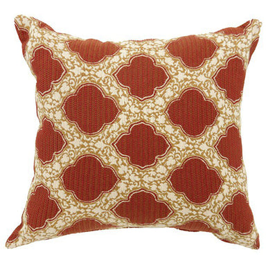 Contemporary Small Pillow With Pattern Fabric, Red Finish, Set of 2