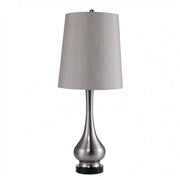 Contemporary Table Lamp, Silver Base With White Shade