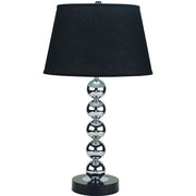 Contemporary Table Lamp, Silver And Black, Set of 2