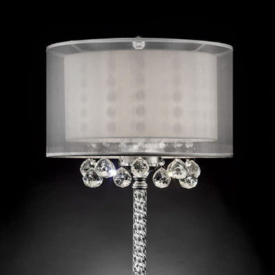 Traditional 30 Inch Table Lamp Silver Metal, Clear