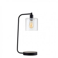 Contemporary Table Lamp Metal With Glass, Black, Includes Light Bulb