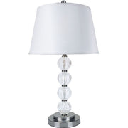 Contemporary Table Lamp, Silver And Clear, Set of 2