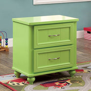 Contemporary Nightstand, Apple Green Finish