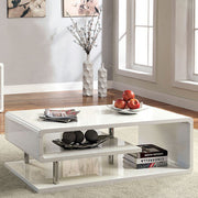 Contemporary Style Coffee Table, White