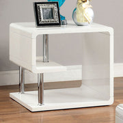 Contemporary Style End Table, White
